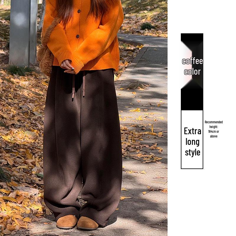 Coffee-Colored Cashmere Wide-Leg Pants for Women - High-Waisted, Loose, Slimming, Plus Velvet, Autumn/Winter 2025. Large
Coffee-Colored Cashmere Wide-Leg Pants for Women - High-Waisted, Loose, Slimming, Plus Velvet, Autumn/Winter 2025. Large