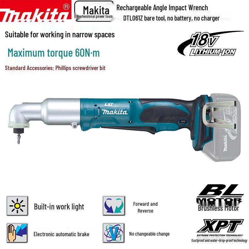 Makita DTL061 18V Cordless Angle Impact Driver CN plug (adapter included)
Makita DTL061 18V Cordless Angle Impact Driver CN plug (adapter included)