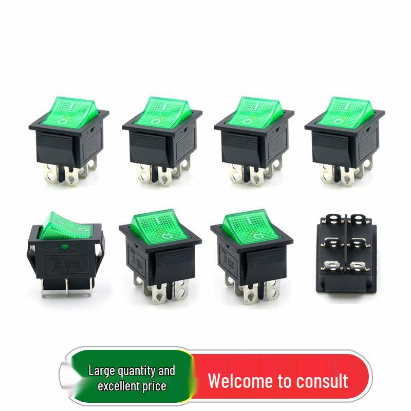 Green KCD4 Boat-Shaped Rocker Switch, 6-Pin, 16A 250V, 31x25mm, with Indicator Light
Green KCD4 Boat-Shaped Rocker Switch, 6-Pin, 16A 250V, 31x25mm, with Indicator Light