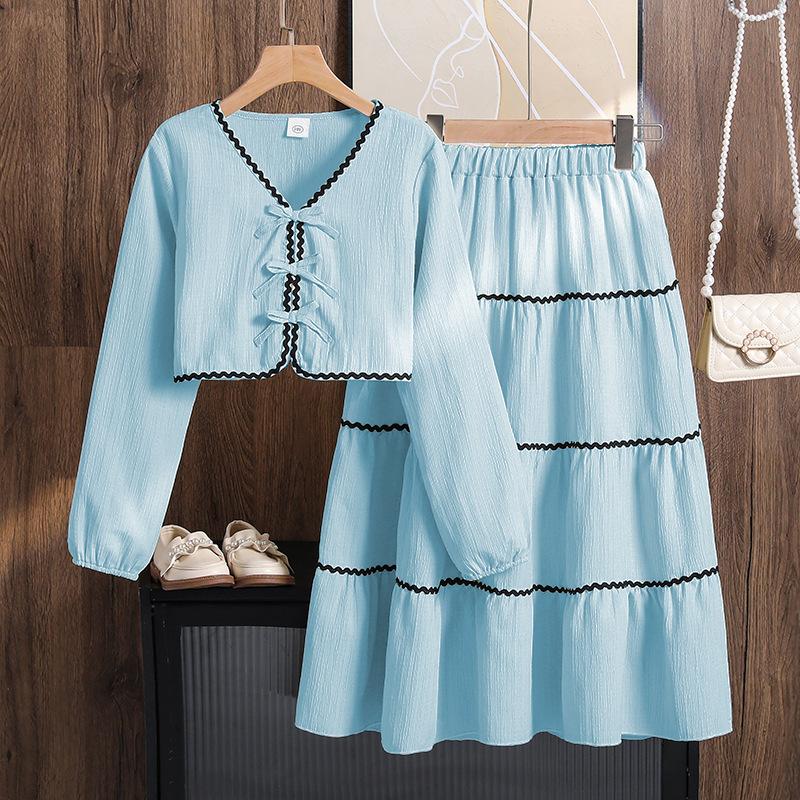 Girls Simple Set - Spring/Autumn Children s Elegant Bowknot Long-Sleeved Top and Half-Dress Set 170cm=12Y небо синє кольору
Girls Simple Set - Spring/Autumn Children s Elegant Bowknot Long-Sleeved Top and Half-Dress Set 170cm=12Y небо синє кольору