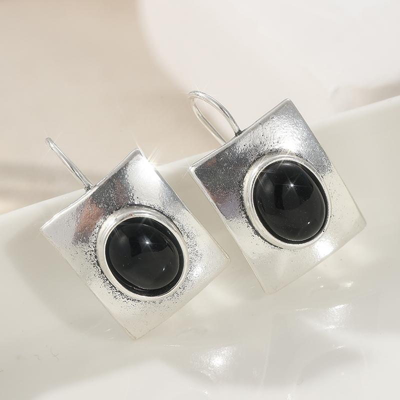 Ethnic Silver Color Black Stone Dangle Earrings Woman Square Party Daily Wear
Ethnic Silver Color Black Stone Dangle Earrings Woman Square Party Daily Wear