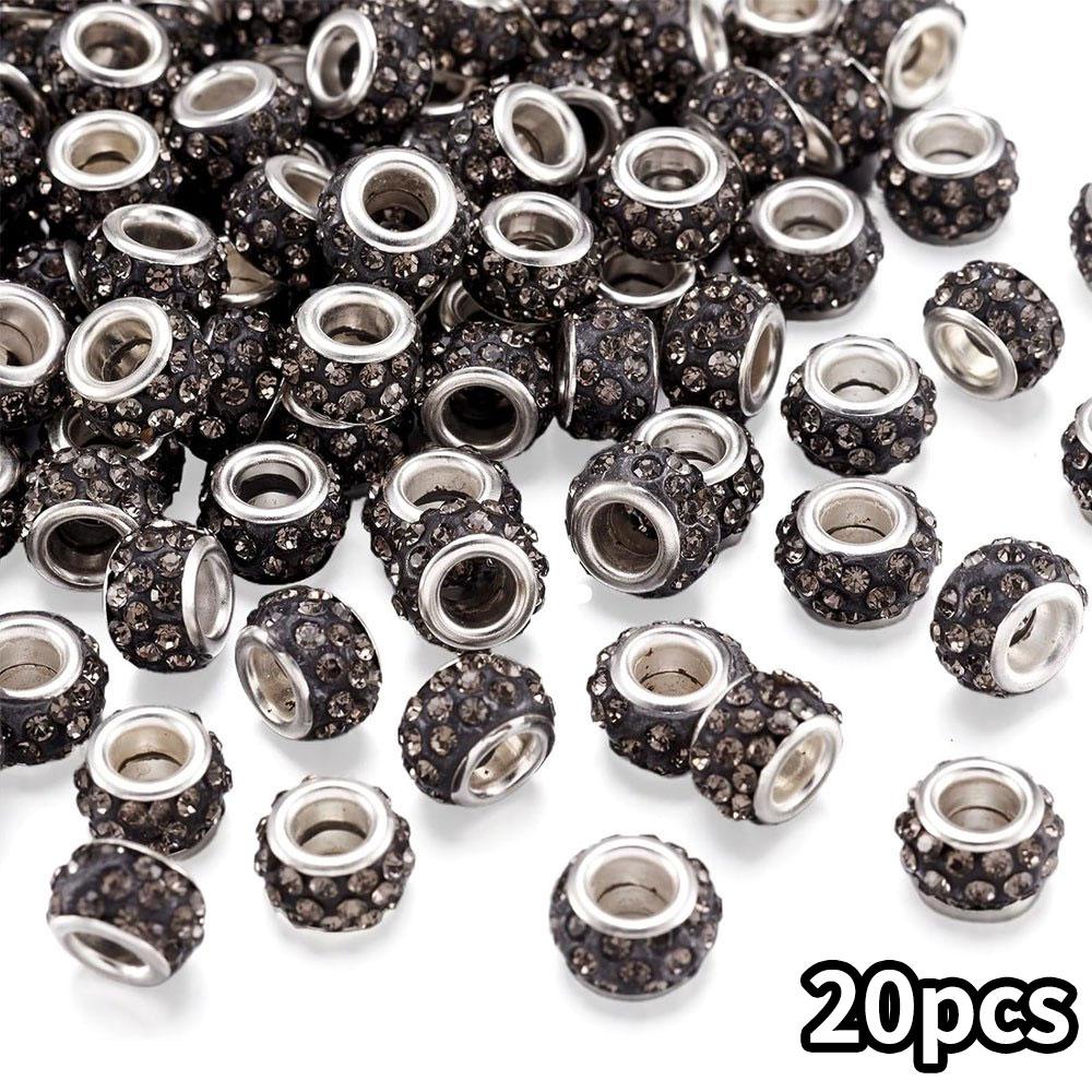 20/40/60 шт. смоляные европейские бусины с большим отверстием серые креативные бусины для рукоделия декоративные бусины для самостоятельного изготовления браслета, ожерелья, сережек, брелока для ног, цепочки для изготовления ювелирных изделий 20pcs