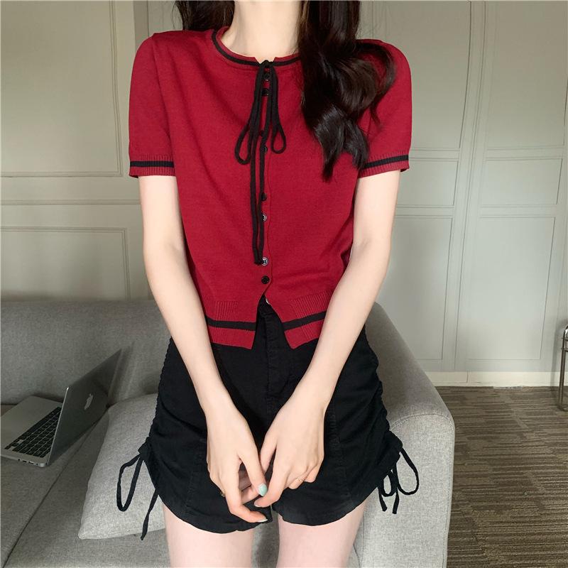 Женский летний шикарный вязаный пуловер с коротким рукавом, круглым вырезом и шнуровкой One Size красный
Женский летний шикарный вязаный пуловер с коротким рукавом, круглым вырезом и шнуровкой One Size красный