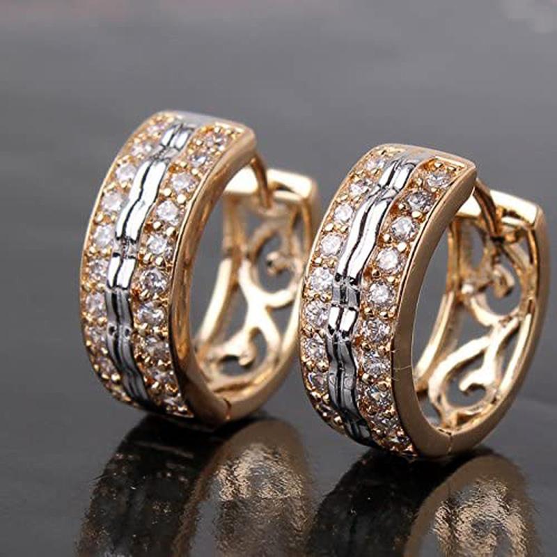 Huitan Newly-designed Two Tone Hoop Earrings for Women Micro Paved CZ Hollow Out Pattern Chic Female Earrings Fashion Zircon
Huitan Newly-designed Two Tone Hoop Earrings for Women Micro Paved CZ Hollow Out Pattern Chic Female Earrings Fashion Zircon