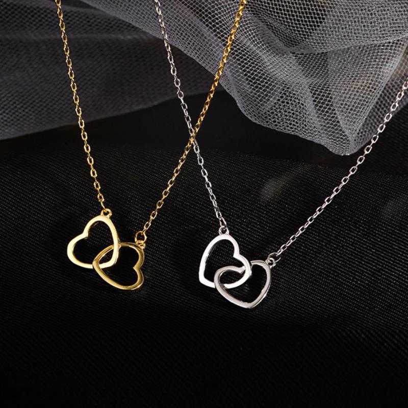 Ожерелье с пряжкой из серебра 925 пробы с двойным сердцем для женщин, новый тренд, простой дизайн, ожерелье, вечерние ювелирные изделия, подарки
Ожерелье с пряжкой из серебра 925 пробы с двойным сердцем для женщин, новый тренд, простой дизайн, ожерелье, вечерние ювелирные изделия, подарки