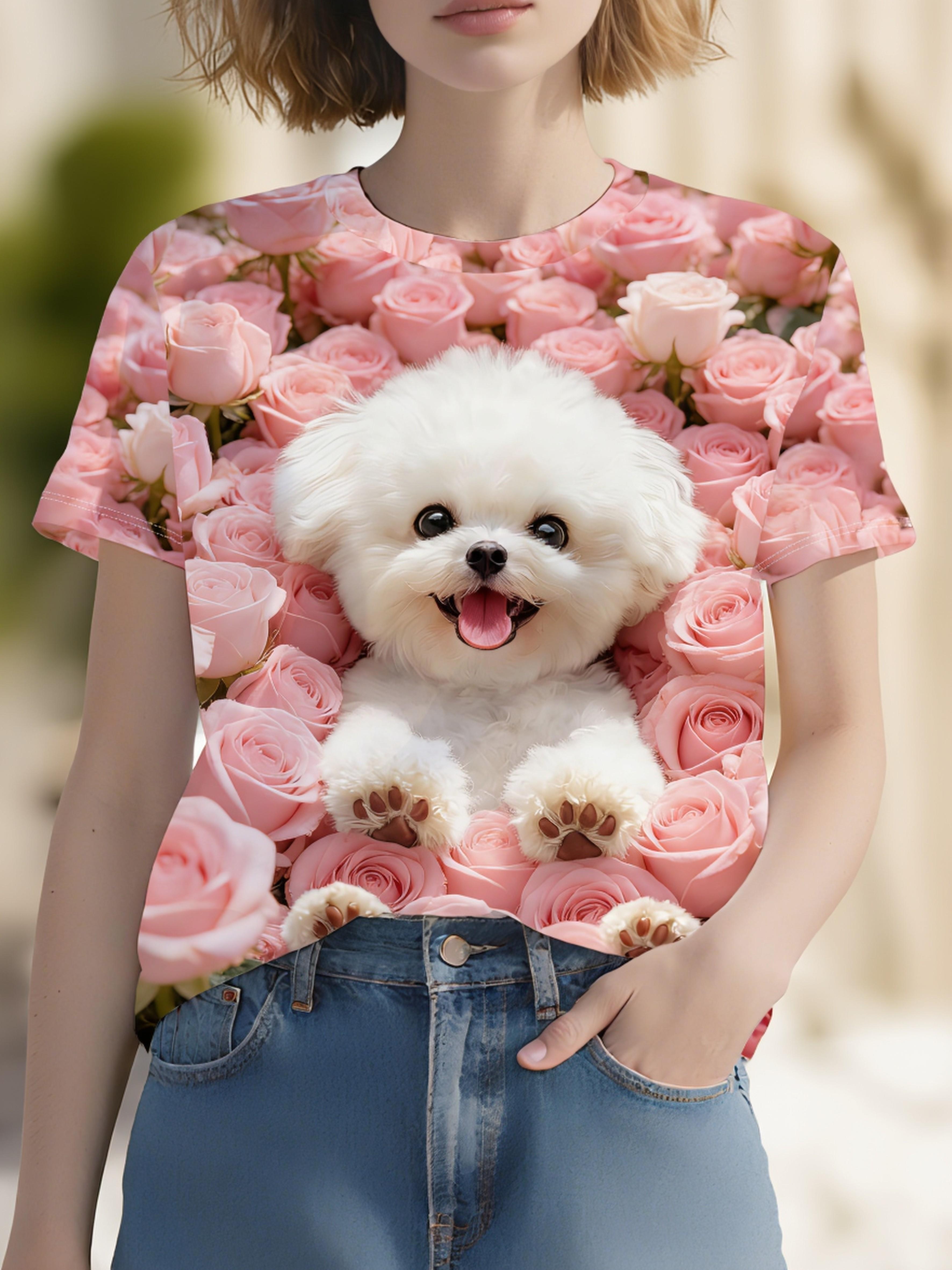 One-Piece Casual Athletic Round Neck Women S Short Sleeve Printed T-Shirt. Full Print. Pink Rose Flower Sea Wrapping Cute Dog Pattern. Soft And Cu M дубильная кора
One-Piece Casual Athletic Round Neck Women S Short Sleeve Printed T-Shirt. Full Print. Pink Rose Flower Sea Wrapping Cute Dog Pattern. Soft And Cu M дубильная кора