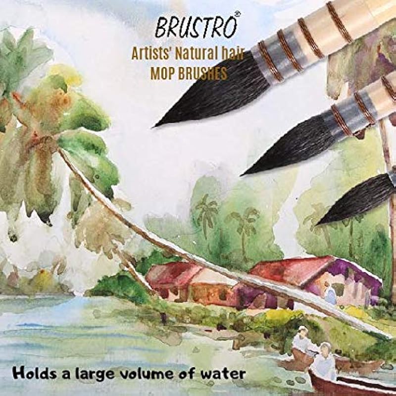 BRUSTRO Artist s Natural Hair MOP Brush | Set of 4 - (0, 2, 4, 8) | Ideal for Watercolor, Blend, Round Paint Brush, Art MOP Brush коричневый
BRUSTRO Artist s Natural Hair MOP Brush | Set of 4 - (0, 2, 4, 8) | Ideal for Watercolor, Blend, Round Paint Brush, Art MOP Brush коричневый