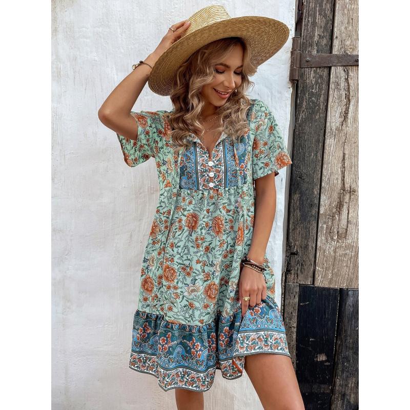 New Women S Floral V-Neck Loose Casual Vacation-Style Dress XL зелений
New Women S Floral V-Neck Loose Casual Vacation-Style Dress XL зелений