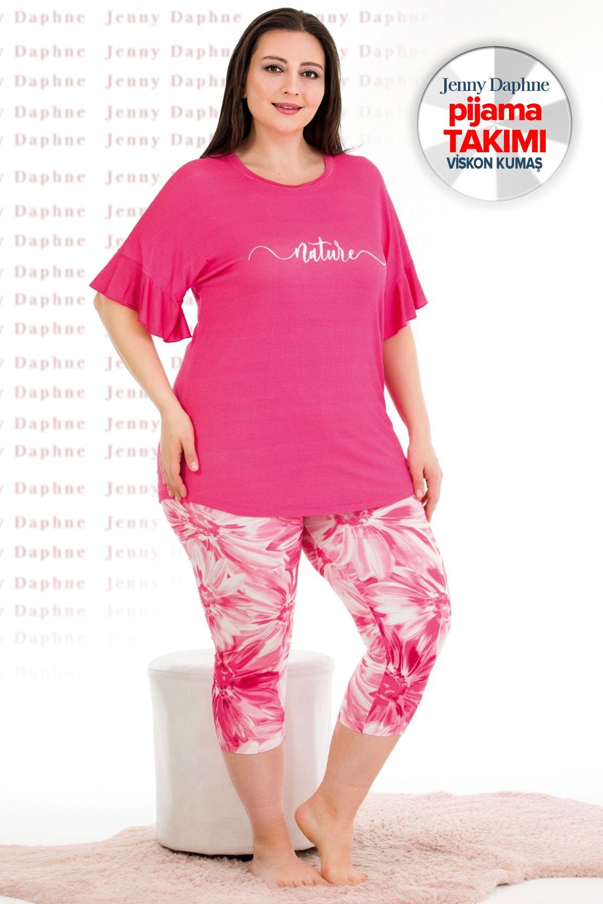 Women s Style Plus Size Pajama Set Big Size Patterned Short Sleeve Viscose Fabric Capri Pajama Set 
Women s Style Plus Size Pajama Set Big Size Patterned Short Sleeve Viscose Fabric Capri Pajama Set