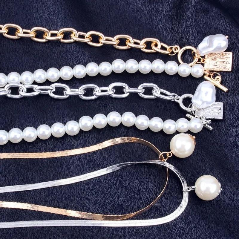 MultiLayers Fashion Women Pearl Pendants Necklaces Gold Sliver Color Snake Chain Necklace Choker Simple and Temperamental серебряный
MultiLayers Fashion Women Pearl Pendants Necklaces Gold Sliver Color Snake Chain Necklace Choker Simple and Temperamental серебряный