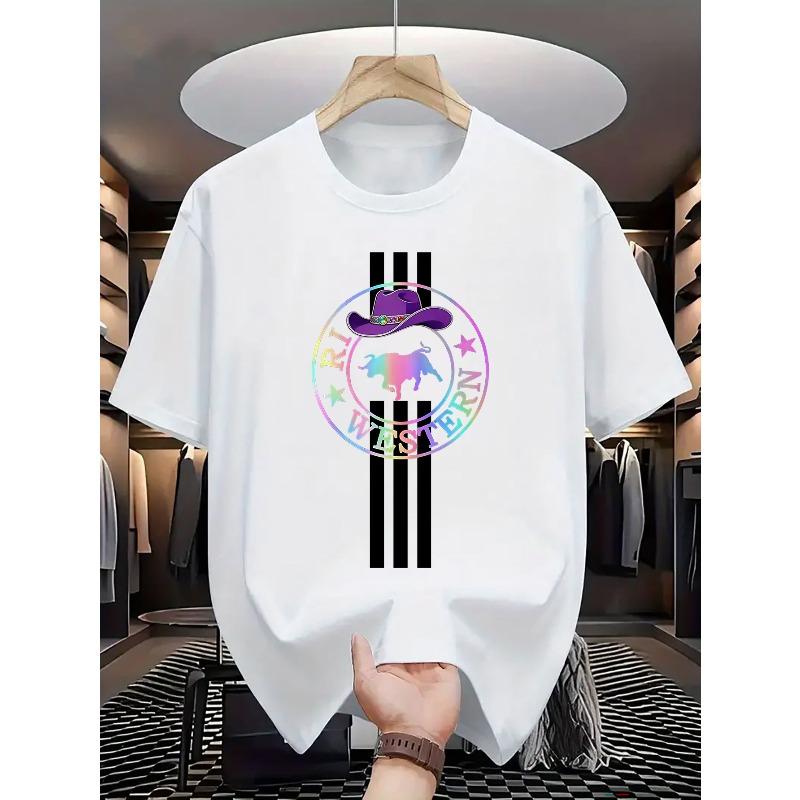 Men S New Trendy Round Neck T-Shirt, \ Cowboy Western Style Hat Bull Logo Rainbow Ring\ T-Shirt - Men S Summer Casual Top 4XL білий
Men S New Trendy Round Neck T-Shirt, \ Cowboy Western Style Hat Bull Logo Rainbow Ring\ T-Shirt - Men S Summer Casual Top 4XL білий
