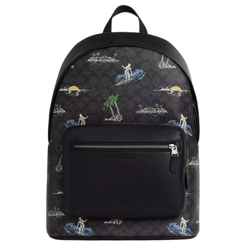 COACH WestSignature 32 surf print coated canvas backpack large size unisex couple style black чорний
COACH WestSignature 32 surf print coated canvas backpack large size unisex couple style black чорний
