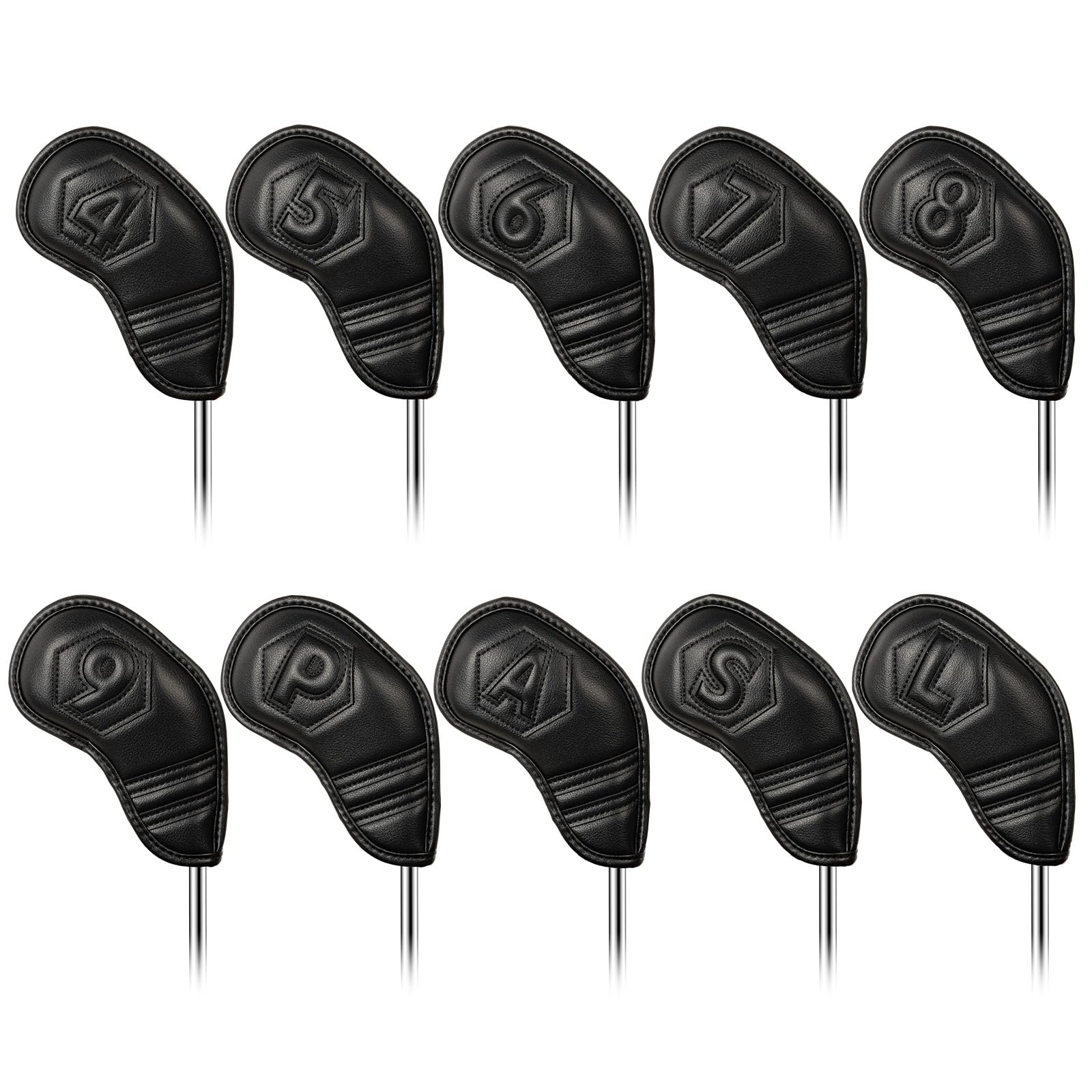 Golf iron cover magnet wedge cover club head cover set of 10 pieces black synthetic leather watermark number (4-9, P, A, S, L)
Golf iron cover magnet wedge cover club head cover set of 10 pieces black synthetic leather watermark number (4-9, P, A, S, L)