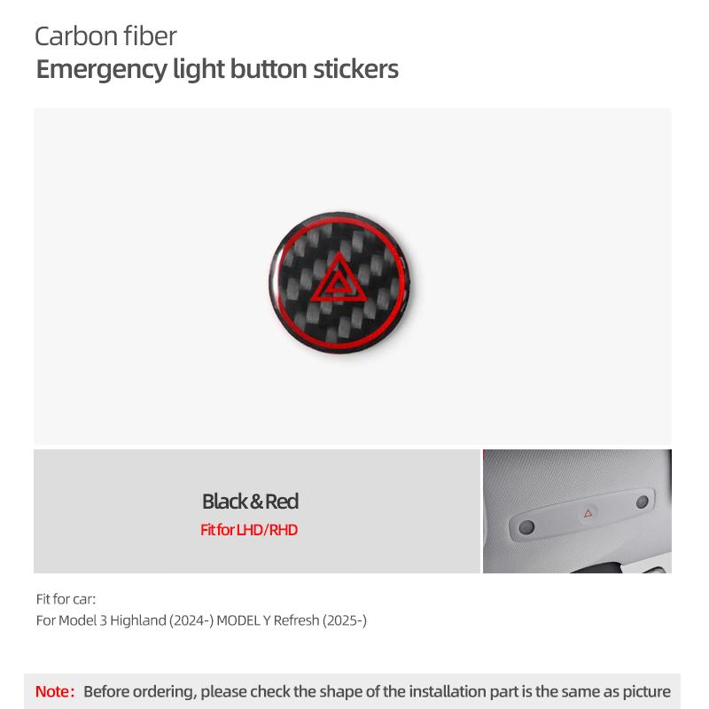 For Tesla 2019- Model 3 Highland Model Y Juniper Carbon Fiber Emergency Light Button Trim Stickers Car Interior Tuning Accessory
For Tesla 2019- Model 3 Highland Model Y Juniper Carbon Fiber Emergency Light Button Trim Stickers Car Interior Tuning Accessory