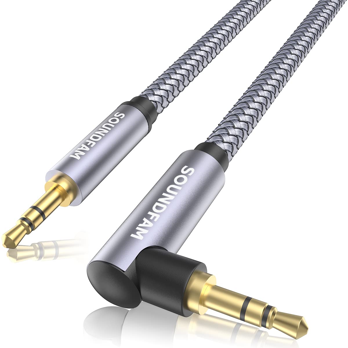 SOUNDFAM AUX Audio Cable 3 Stereo Mini Plug Male to Male Sound Quality Stereo Audio Cable Compatible with Gray Cable, 90° 3.5mm Pole/TRS 3.5mm Hi-Fi
SOUNDFAM AUX Audio Cable 3 Stereo Mini Plug Male to Male Sound Quality Stereo Audio Cable Compatible with Gray Cable, 90° 3.5mm Pole/TRS 3.5mm Hi-Fi