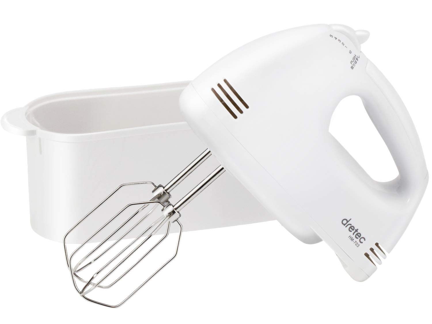 Dretec Lightweight 740g hand mixer with 5 speed settings power cord and case that can store the beater HM-703WT (White) / білий
Dretec Lightweight 740g hand mixer with 5 speed settings power cord and case that can store the beater HM-703WT (White) / білий