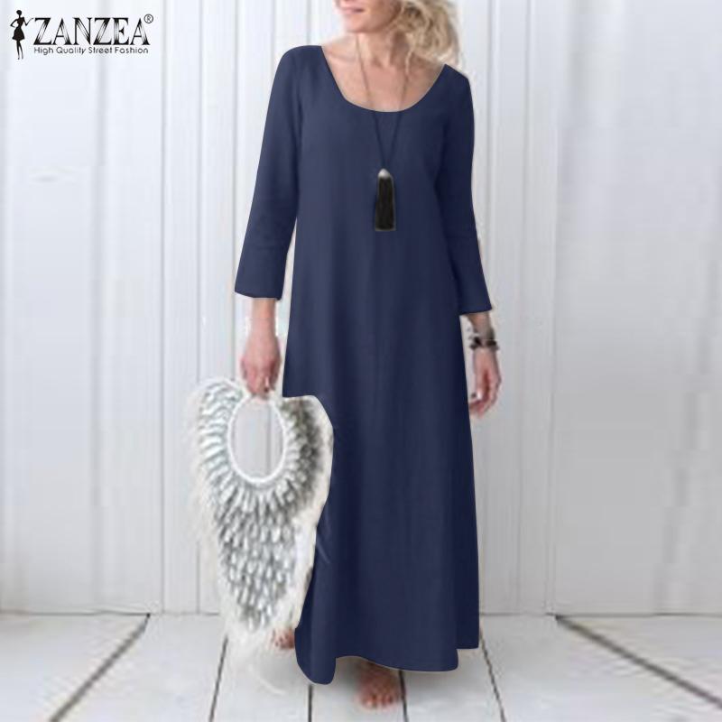 ZANZEA повседневное женское хлопковое длинное платье с круглым вырезом и рукавами 3/4
ZANZEA повседневное женское хлопковое длинное платье с круглым вырезом и рукавами 3/4