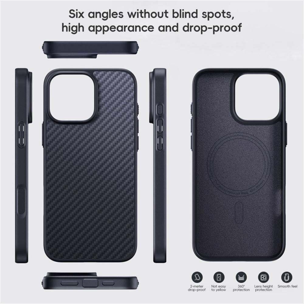 For iPhone 16 Pro Case Compatible MagSafe Shockproof TPU+Aramid Fiber Phone Cover Carbon Fiber Texture A
For iPhone 16 Pro Case Compatible MagSafe Shockproof TPU+Aramid Fiber Phone Cover Carbon Fiber Texture A