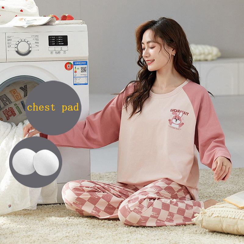 Осенне-зимняя женская пижама с длинными рукавами и круглым вырезом для девочек, симпатичная свободная хлопковая пижама для дома с подушкой для груди 2XL
Осенне-зимняя женская пижама с длинными рукавами и круглым вырезом для девочек, симпатичная свободная хлопковая пижама для дома с подушкой для груди 2XL