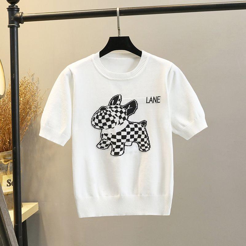 Ice Silk Embroider Short-Sleeved T-shirt for Women Summer New Arrival Thin Loose Slimming and Short Half-Sleeve Sweater Base Tops White M
Ice Silk Embroider Short-Sleeved T-shirt for Women Summer New Arrival Thin Loose Slimming and Short Half-Sleeve Sweater Base Tops White M