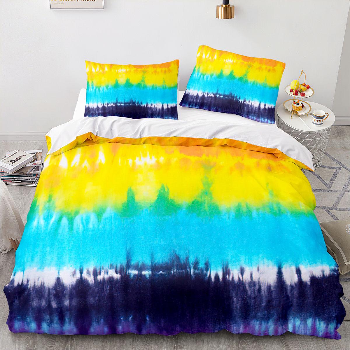 Серия домашнего постельного белья с 3D цветовым узором, полноразмерная односпальная кровать, цветное пододеяльник и наволочка, домашнее постельное белье для взрослых и детей EU Single 135x200cm