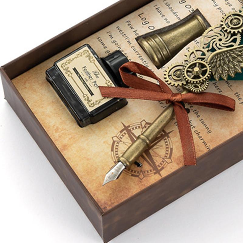 Quill Pen Sealing Wax Stamp Set Retro European Style Stainless Steel Nib Quill Pen and Ink Set Blackish Green
Quill Pen Sealing Wax Stamp Set Retro European Style Stainless Steel Nib Quill Pen and Ink Set Blackish Green