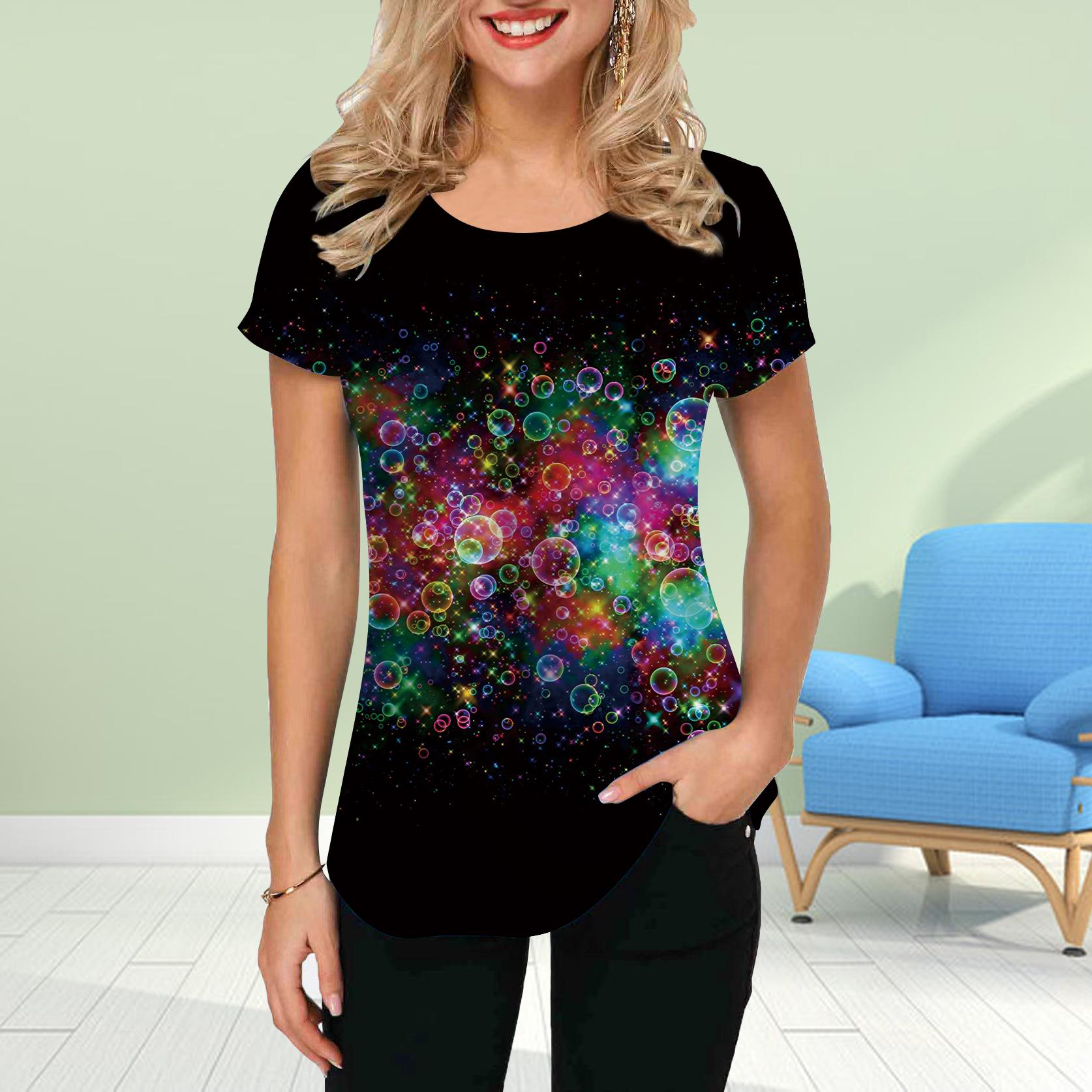 Fashion Women Colorful Bubbles Print T Shirt Funny Casual O-neck Short Sleeves T-shirt Summer Female Tee Shirt XS чёрный
Fashion Women Colorful Bubbles Print T Shirt Funny Casual O-neck Short Sleeves T-shirt Summer Female Tee Shirt XS чёрный