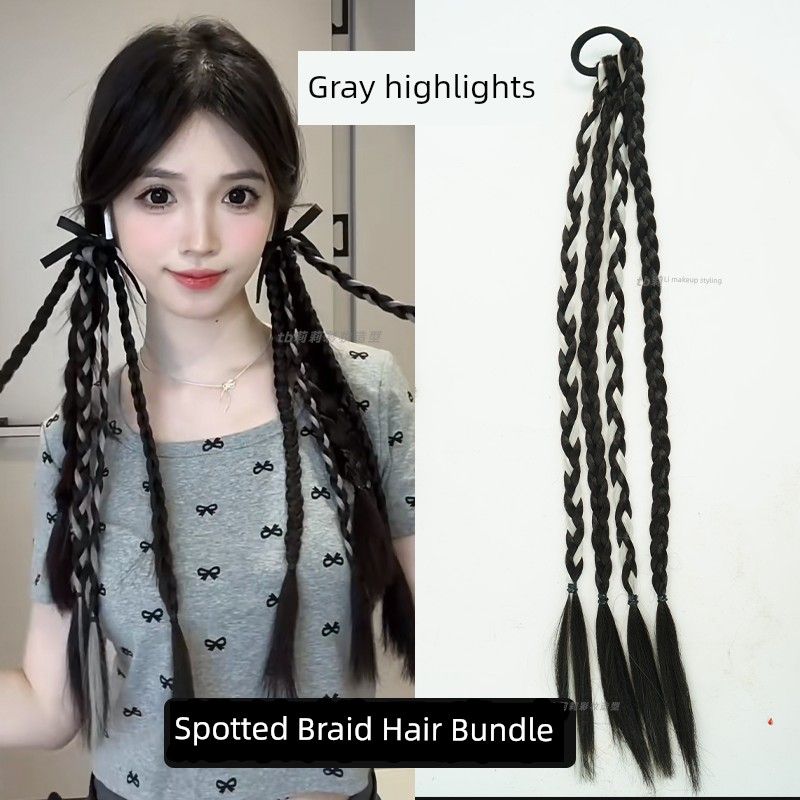 Music Festival False Braids Sweet Cool Sexy Style Women s Team Boxing Braided Hair Highlights Cable Stitch Ponytail Four-Strand Artificial Small Braid Gray highlights four braids 1 pair (2)
Music Festival False Braids Sweet Cool Sexy Style Women s Team Boxing Braided Hair Highlights Cable Stitch Ponytail Four-Strand Artificial Small Braid Gray highlights four braids 1 pair (2)