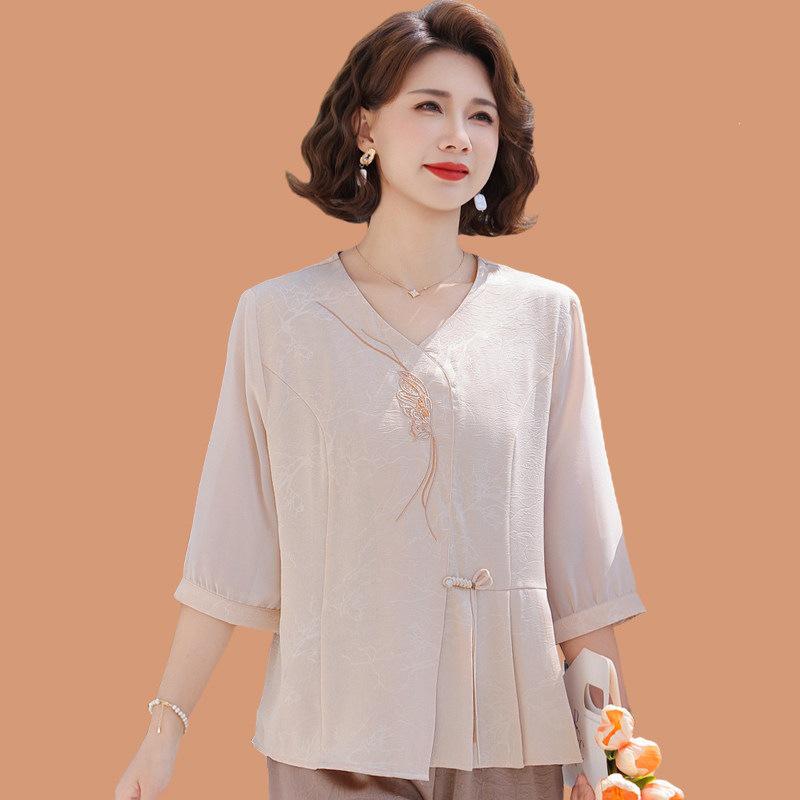 Elegant Red Chiffon Mid-Sleeve Top for Moms: Stylish Summer Blouse for Middle-Aged & Elderly Women XL (90-105 lbs)
Elegant Red Chiffon Mid-Sleeve Top for Moms: Stylish Summer Blouse for Middle-Aged & Elderly Women XL (90-105 lbs)