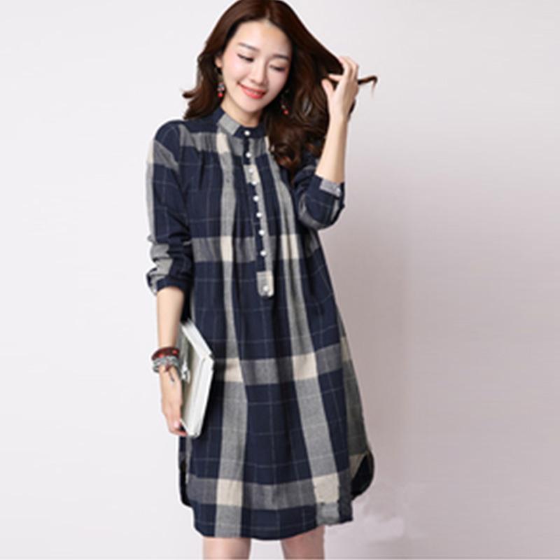 Large Size Women s Plaid Cotton Linen Shirt Loose Medium Long Long Sleeved Linen Shirt XXL темно-синього кольору
Large Size Women s Plaid Cotton Linen Shirt Loose Medium Long Long Sleeved Linen Shirt XXL темно-синього кольору