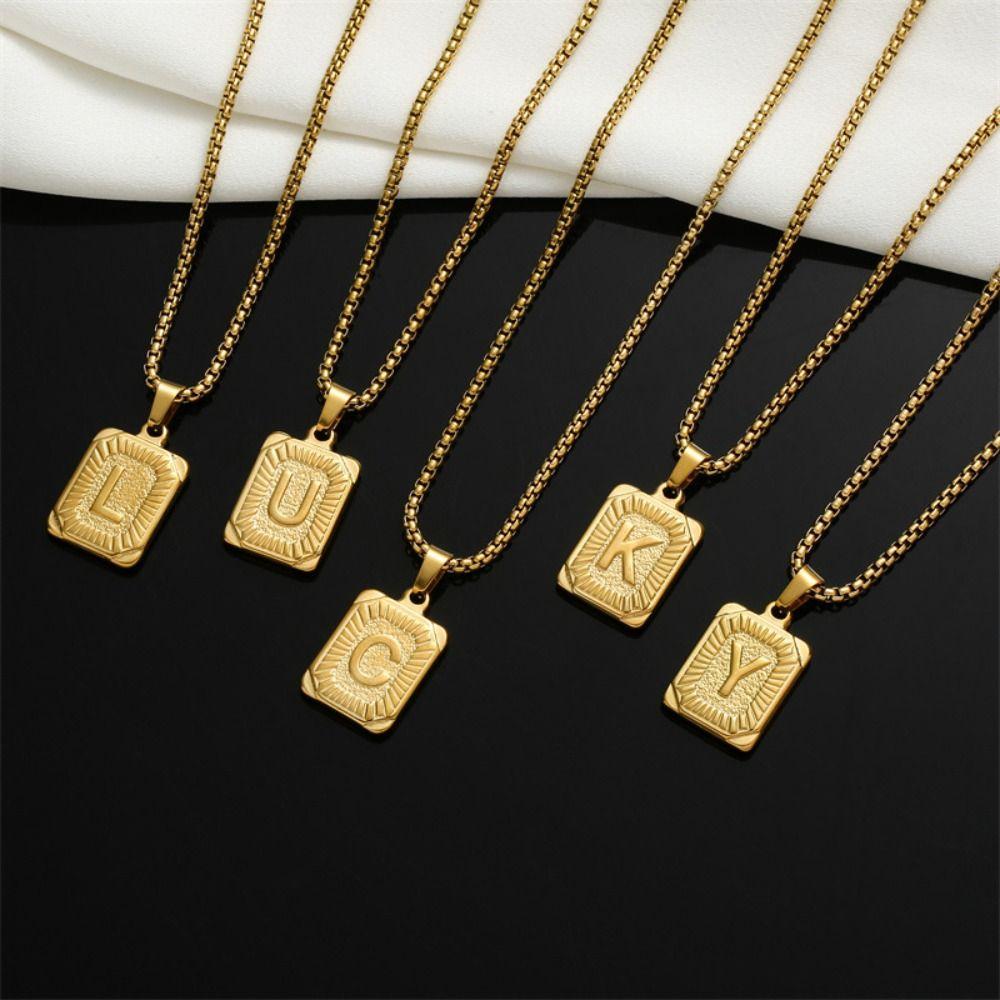 Square Pendant Alphabet Sweater Chain Stainless Steel Korean Style Jewelry Gift Letter A
Square Pendant Alphabet Sweater Chain Stainless Steel Korean Style Jewelry Gift Letter A