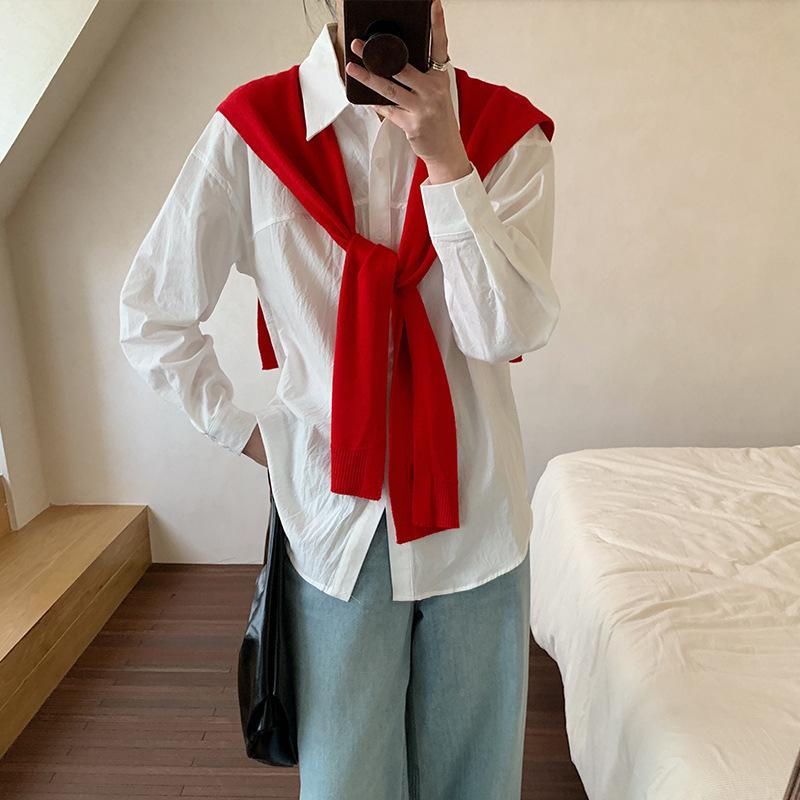 Новая весенняя одежда с длинным рукавом, топы средней длины свободного кроя, простые повседневные рубашки M белый
Новая весенняя одежда с длинным рукавом, топы средней длины свободного кроя, простые повседневные рубашки M белый