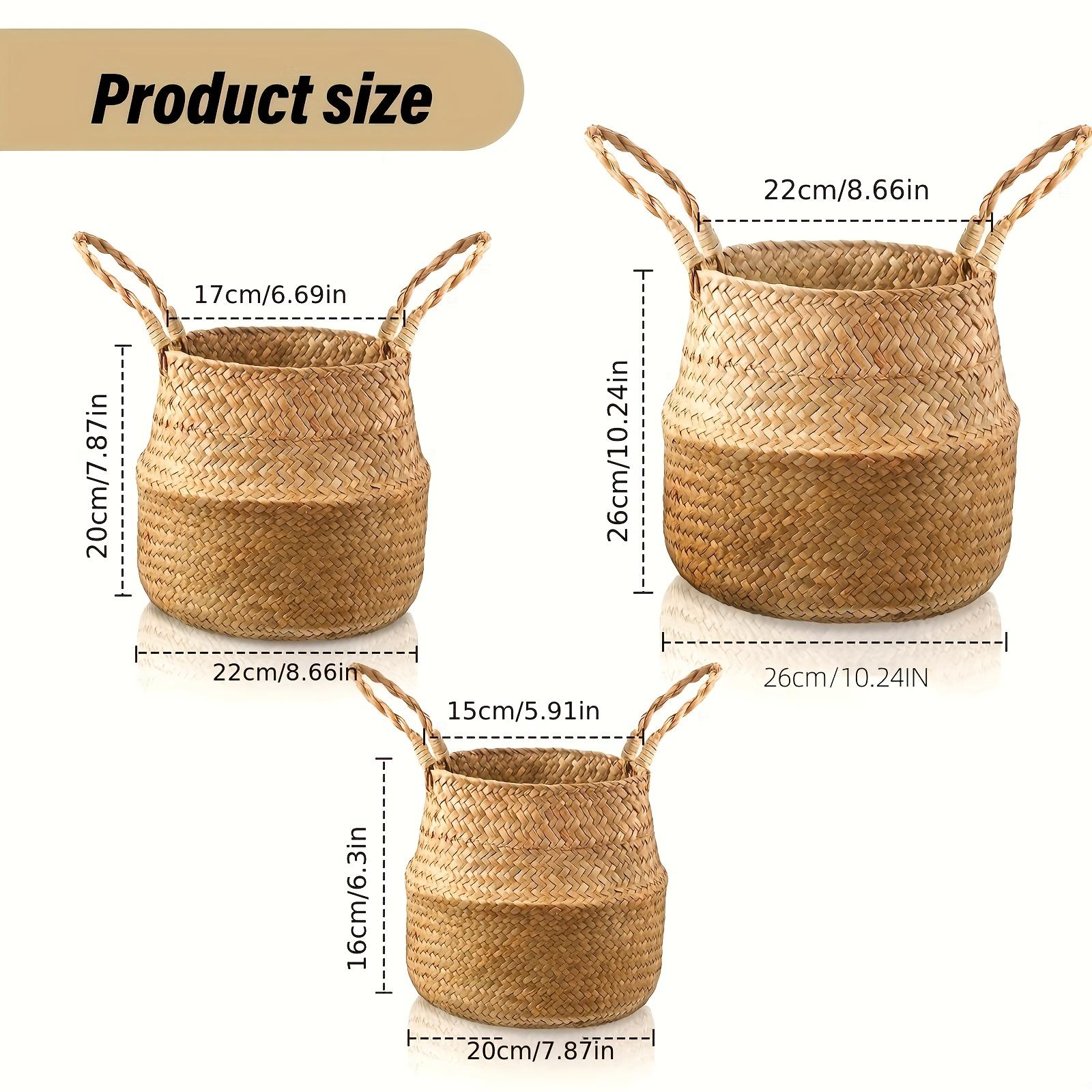 3Set of abdominal storage basket, woven flowerpot stand with handle, suitable for picnic, groceries, laundry (natural color), Shelf Baskets 3pcs
3Set of abdominal storage basket, woven flowerpot stand with handle, suitable for picnic, groceries, laundry (natural color), Shelf Baskets 3pcs