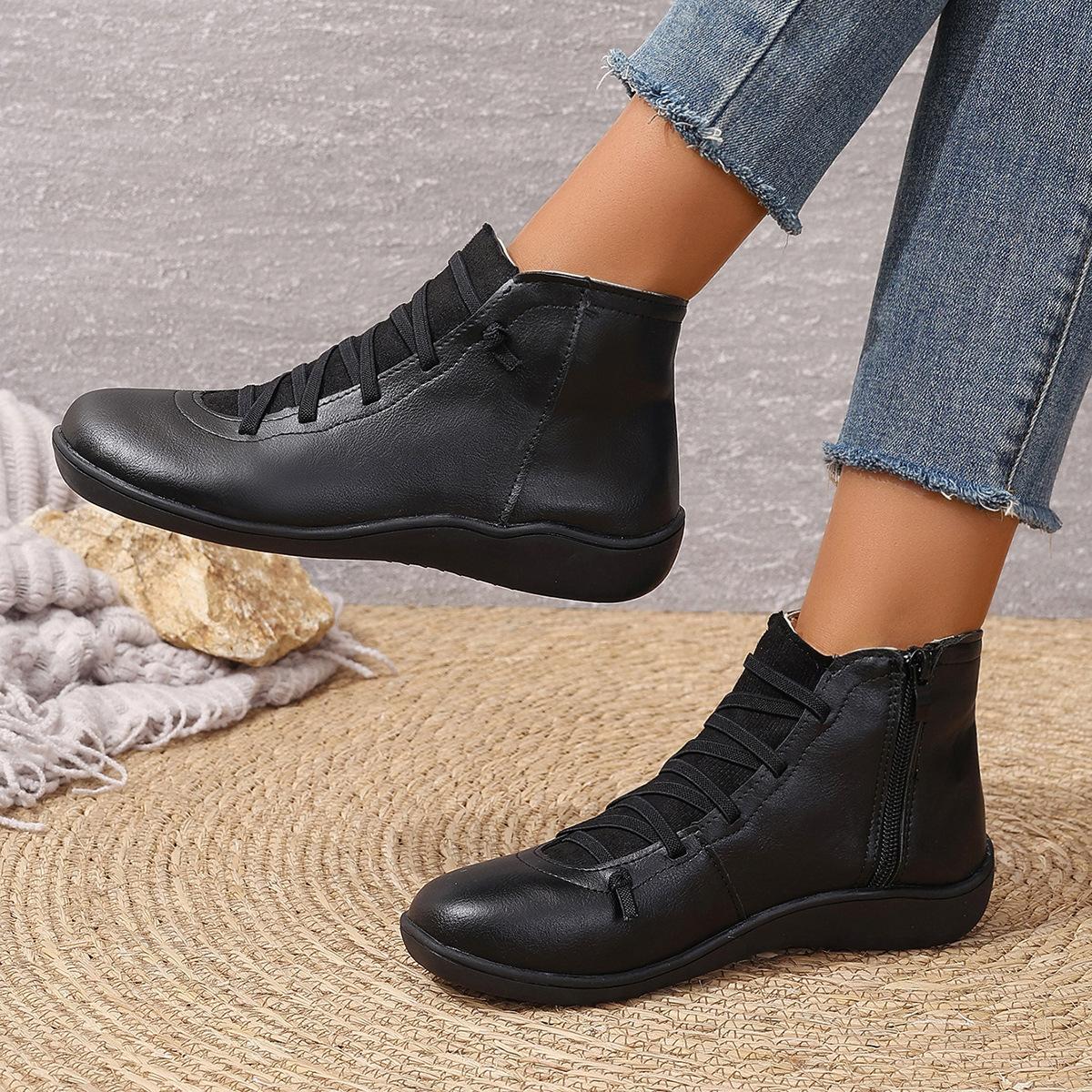 Women s Round Toe Flat Heel Mixed Colors Casual Short Boots Zipper Lace Up Snow Boots Women Comfortable Anti-slip Walking Shoes 35
Women s Round Toe Flat Heel Mixed Colors Casual Short Boots Zipper Lace Up Snow Boots Women Comfortable Anti-slip Walking Shoes 35