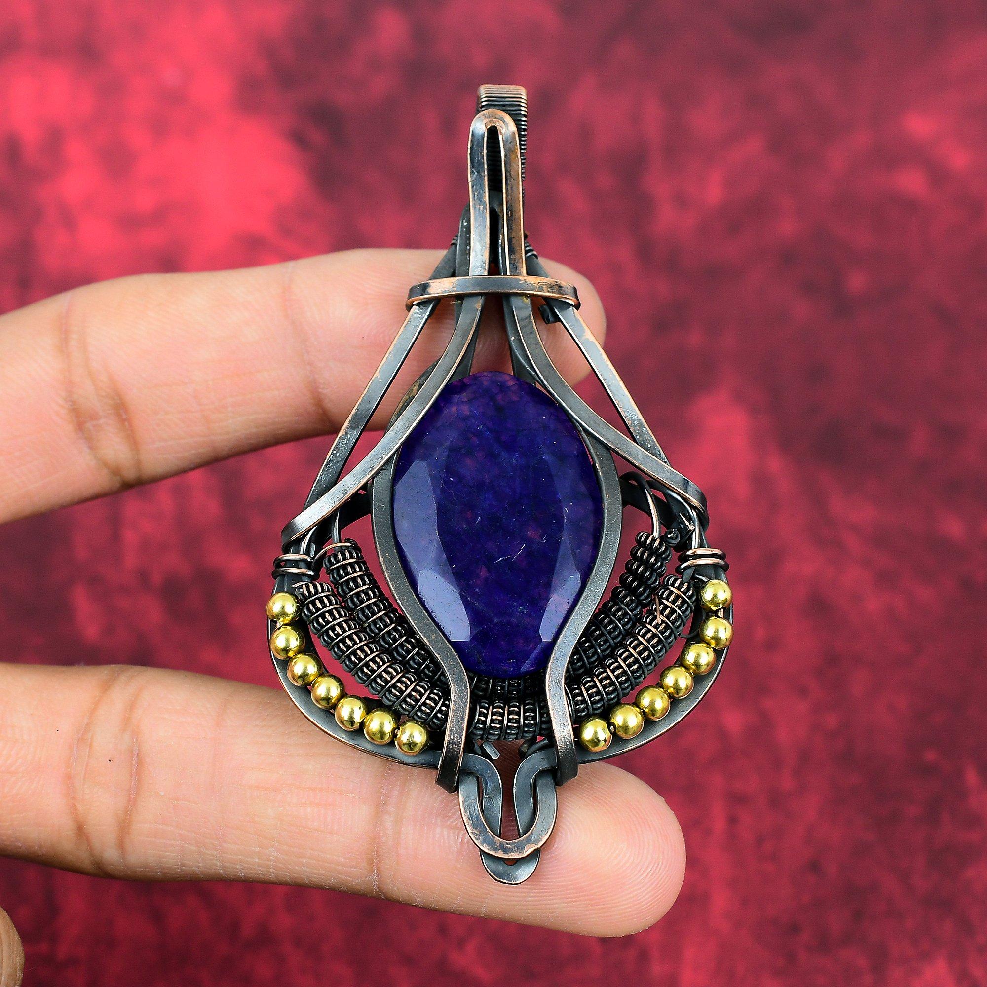 Faceted Blue Sapphire Pendant Copper Wire Wrapped Pendant Gemstone Copper Jewelry Handmade Pendant Beautiful Wire Wrap Jewelry Gifts For Mom
Faceted Blue Sapphire Pendant Copper Wire Wrapped Pendant Gemstone Copper Jewelry Handmade Pendant Beautiful Wire Wrap Jewelry Gifts For Mom