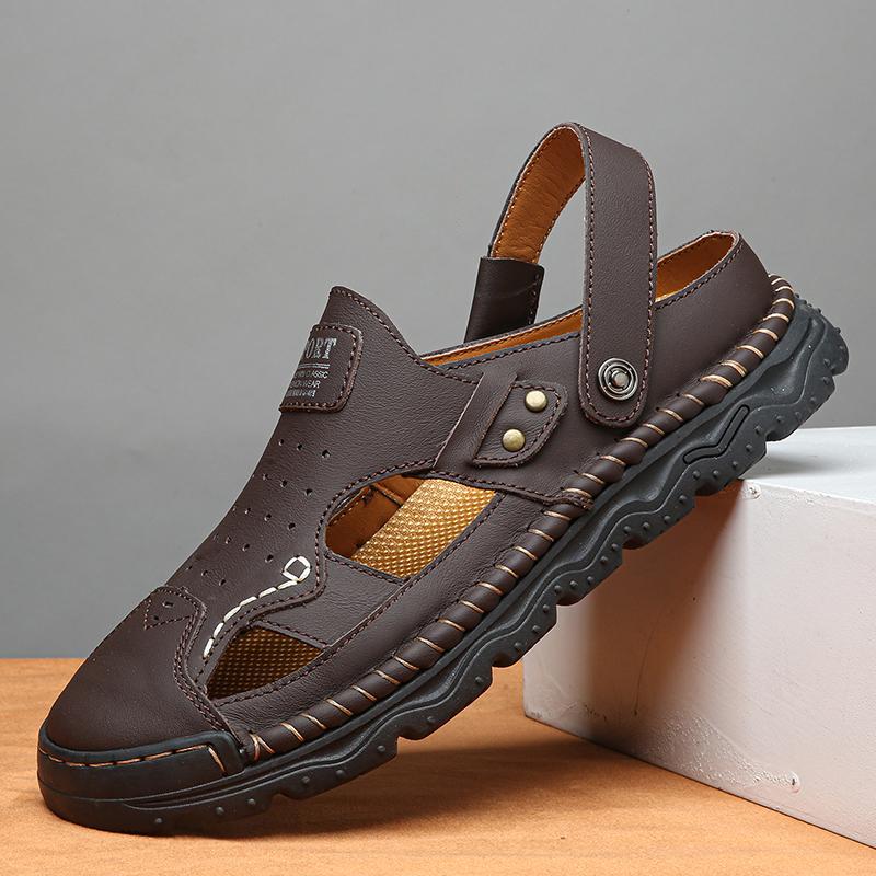 Men Sandals Breathe Hollow Leather Toe Bag Odor Proof New Soft Bottom Anti Slip Wear-resistant Outdoor Beach Shoes for Teen 48 темно-коричневого кольору
Men Sandals Breathe Hollow Leather Toe Bag Odor Proof New Soft Bottom Anti Slip Wear-resistant Outdoor Beach Shoes for Teen 48 темно-коричневого кольору