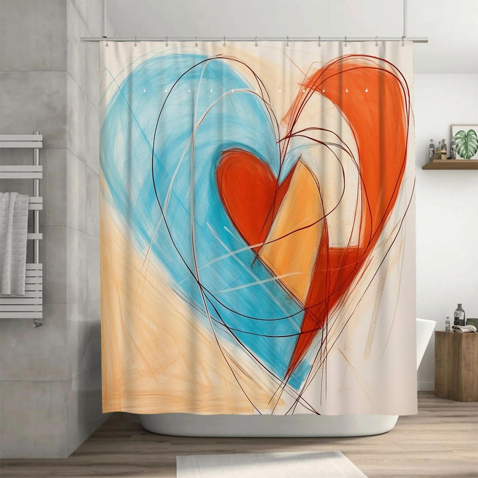 Abstract Heart Art Shower Curtain - Dynamic Orange And Blue Palette, Modern Artistic Design Ideal For Unique Bathroom Decor W60H190(CM)-1 Pcs
Abstract Heart Art Shower Curtain - Dynamic Orange And Blue Palette, Modern Artistic Design Ideal For Unique Bathroom Decor W60H190(CM)-1 Pcs