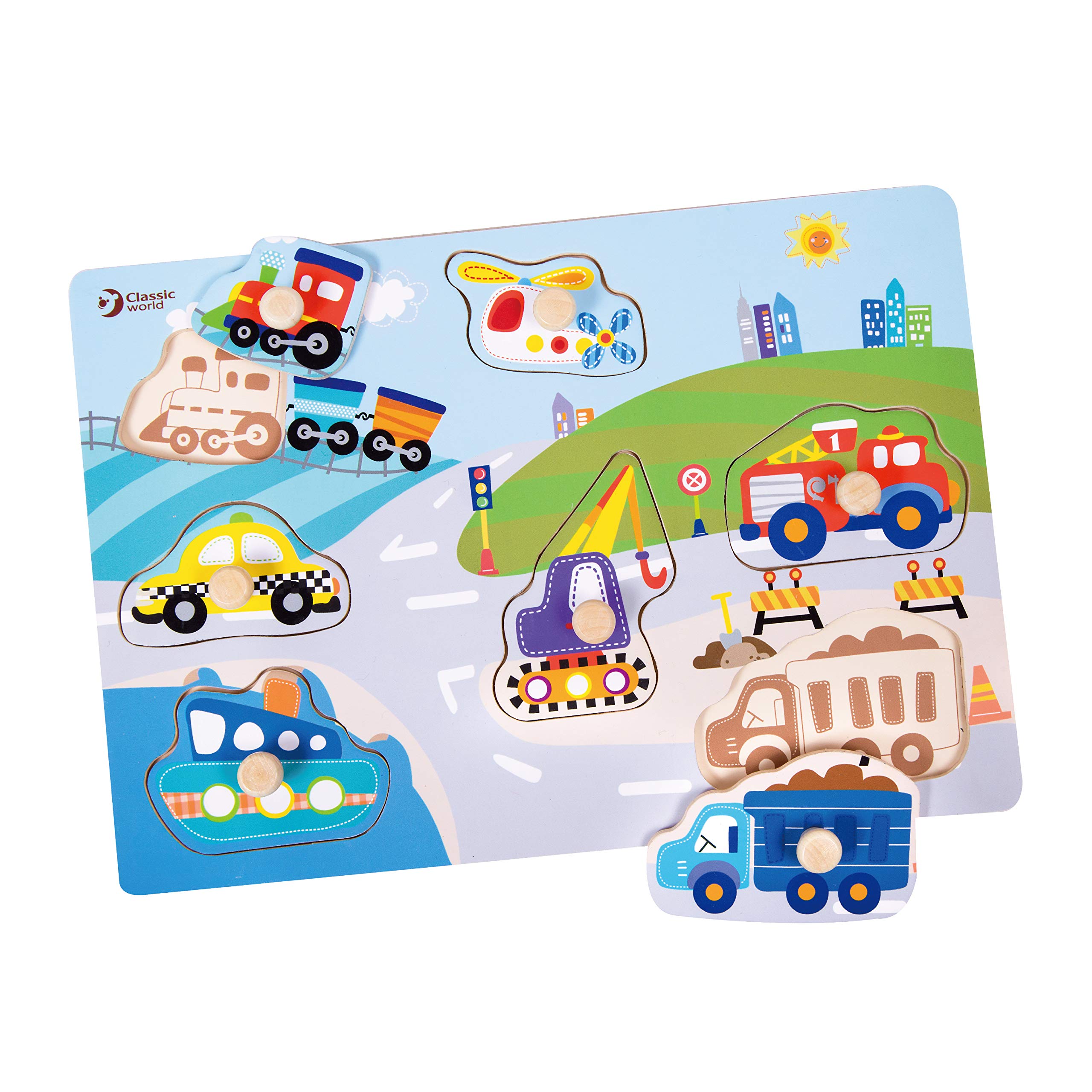 Classic World Traffic Puzzle, Vehicles, Pickup, Working Vehicles, Wooden Shape-Matching Puzzle, Wooden Toy for Boys, Ages 1 Year, 18 Months, and 2
Classic World Traffic Puzzle, Vehicles, Pickup, Working Vehicles, Wooden Shape-Matching Puzzle, Wooden Toy for Boys, Ages 1 Year, 18 Months, and 2
