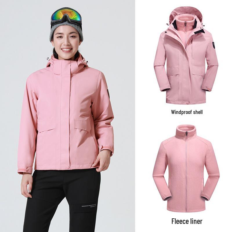 Мужская и женская отстегивающаяся флисовая ветровка три в одном: Ветрозащитная, Водонепроницаемая, Теплая куртка для пеших прогулок для пар. 3X Large