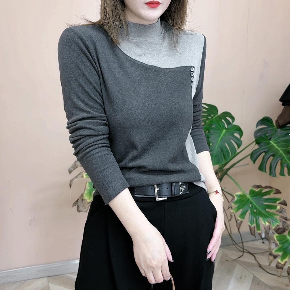 Autumn and winter new fashion bottoming shirt long-sleeved round neck color matching button design sense age-reducing loose double-sided velvet M чёрный
Autumn and winter new fashion bottoming shirt long-sleeved round neck color matching button design sense age-reducing loose double-sided velvet M чёрный