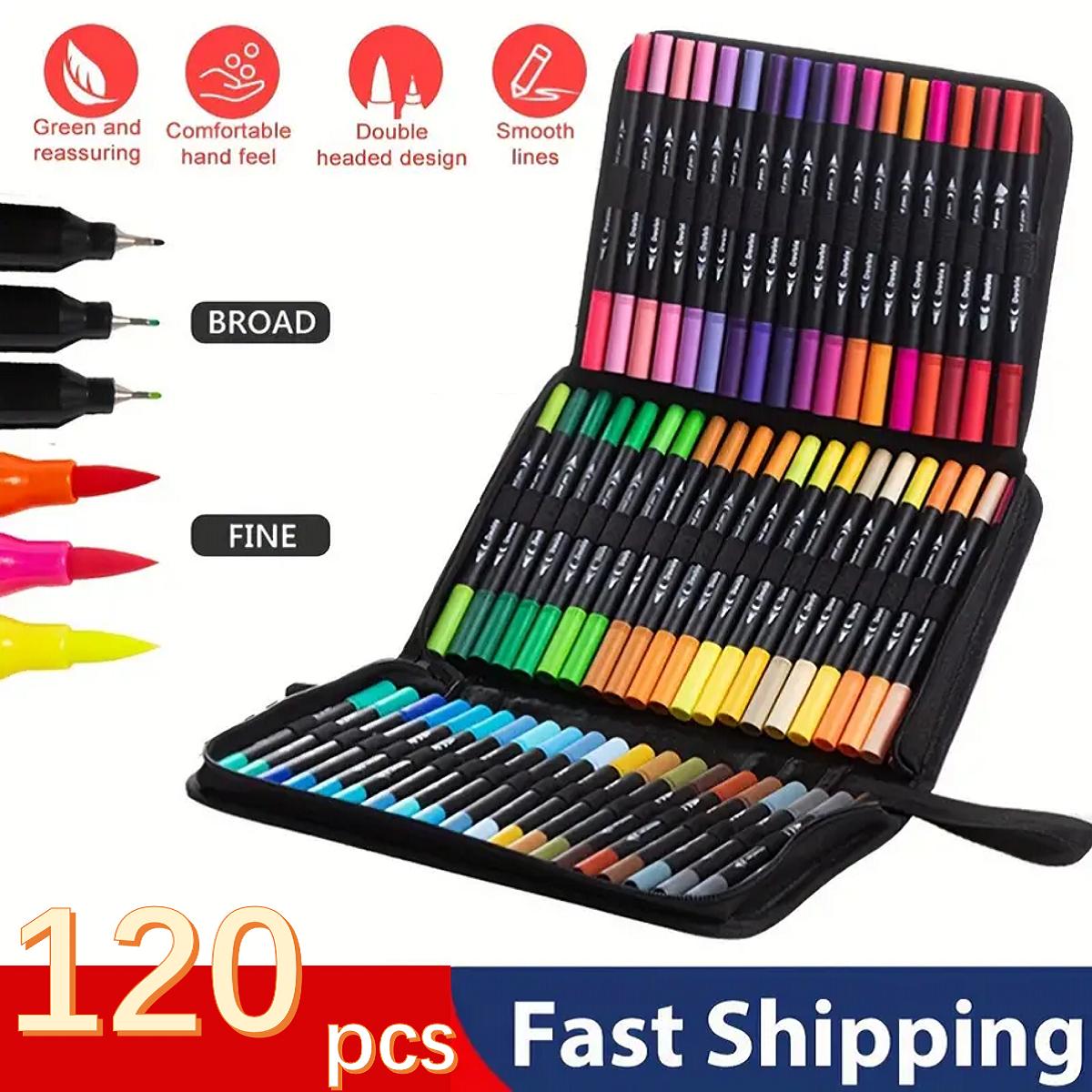 120pcs Double Ended Marker Pens with Cloth Bag, Fine & Brush Tip, Back-To-School Gift for Artists Students Adults
120pcs Double Ended Marker Pens with Cloth Bag, Fine & Brush Tip, Back-To-School Gift for Artists Students Adults