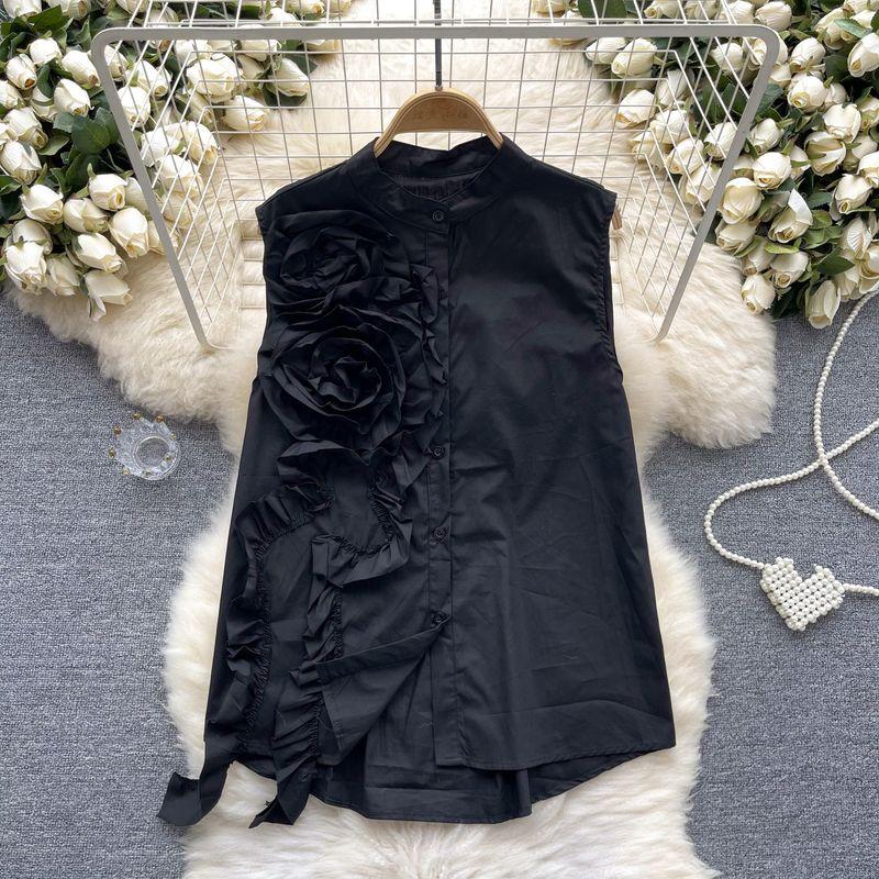 Женская летняя стильная майка без рукавов во французском стиле с трехмерным цветком из ленты на пуговицах. Легко сочетается, шикарный, омолаживающий топ, трендовый. Black All yards
Женская летняя стильная майка без рукавов во французском стиле с трехмерным цветком из ленты на пуговицах. Легко сочетается, шикарный, омолаживающий топ, трендовый. Black All yards