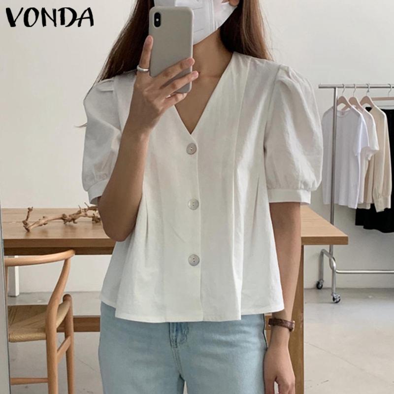 VONDA Лето Женщины Пуговицы Вверх Топы Сплошной Цвет Пышный Рукав V Шея Повседневная Свободная Блузка Плюс Размер
VONDA Лето Женщины Пуговицы Вверх Топы Сплошной Цвет Пышный Рукав V Шея Повседневная Свободная Блузка Плюс Размер