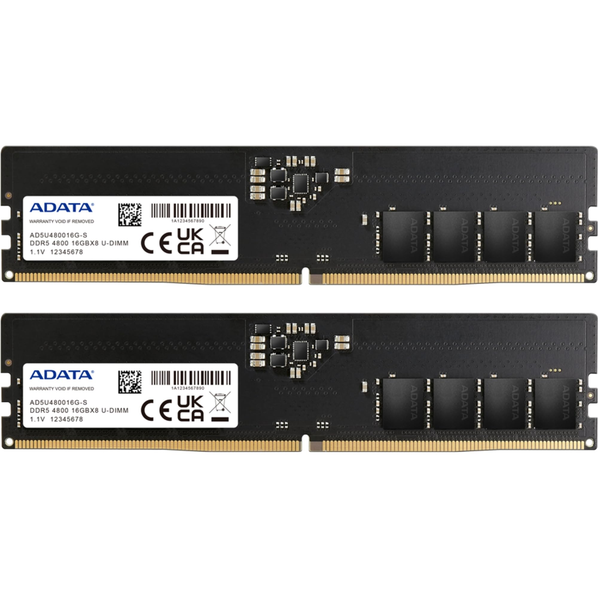 Adata ADATA Desktop PC Memory Compatible 16GB x 2 288pin DDR5 PC5-38400 (DDR5-4800) U-DIMM 1.1V AD5U480016G-DT
Adata ADATA Desktop PC Memory Compatible 16GB x 2 288pin DDR5 PC5-38400 (DDR5-4800) U-DIMM 1.1V AD5U480016G-DT