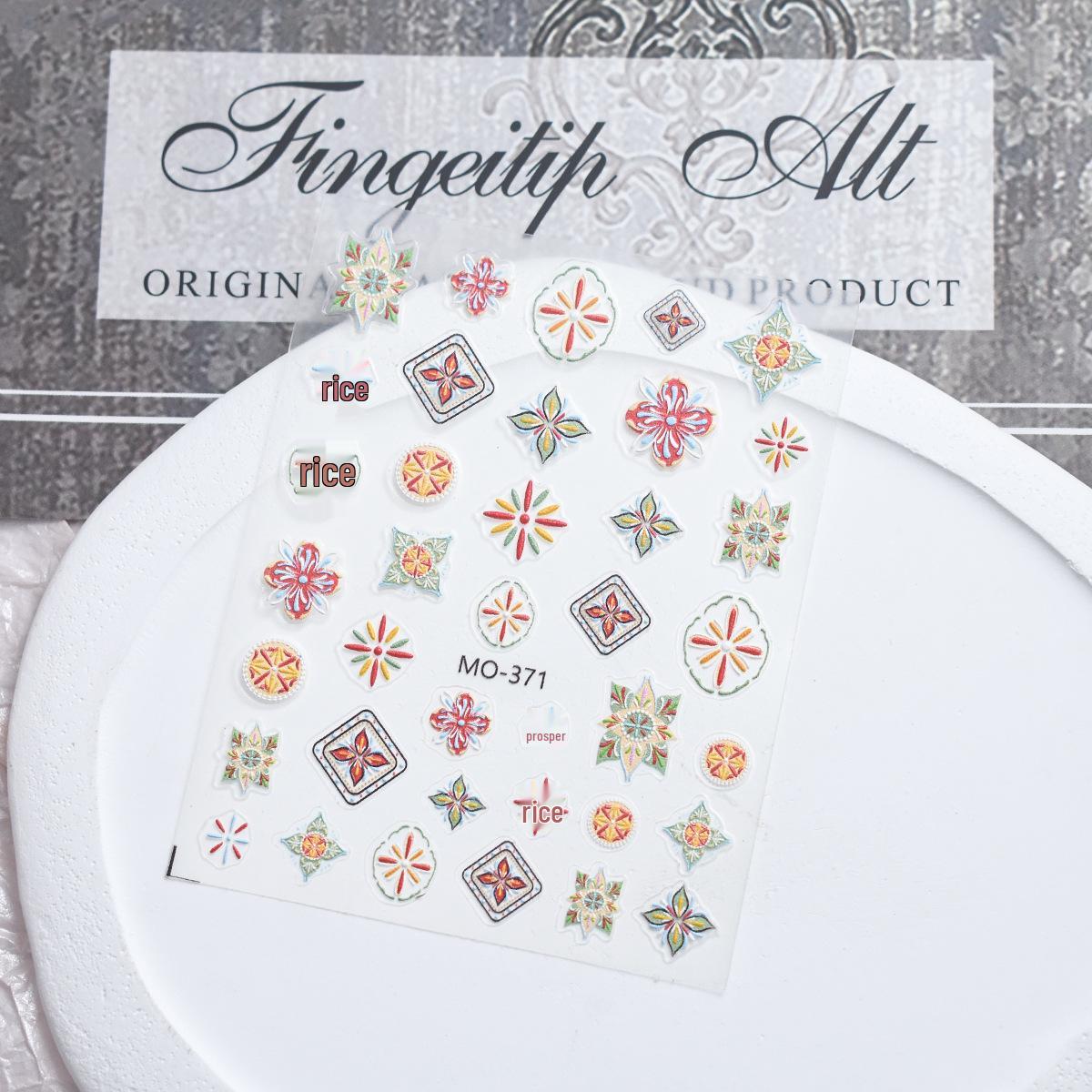 Bohemian 5D Embossed Nail Stickers: Colorful, 3D, Self-Adhesive Decals with Small Patterns.
Bohemian 5D Embossed Nail Stickers: Colorful, 3D, Self-Adhesive Decals with Small Patterns.