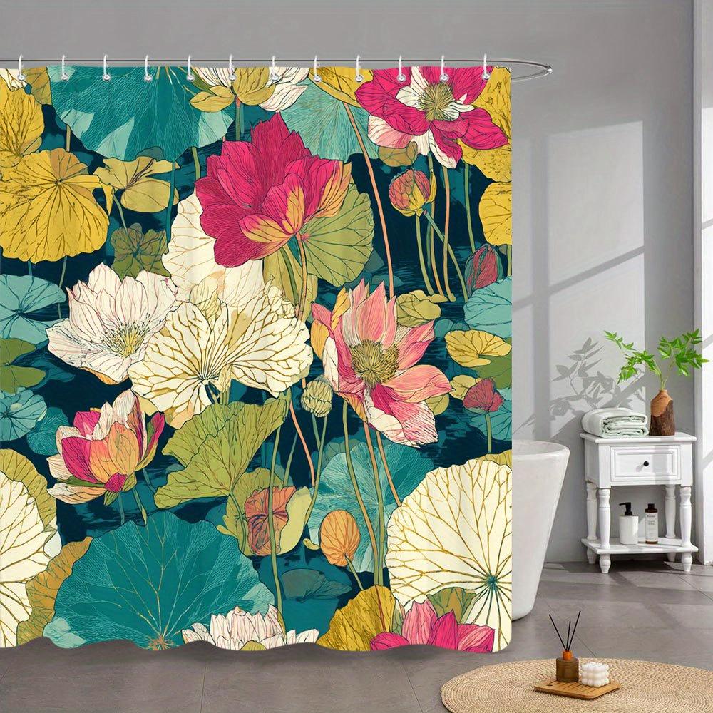1pc Vintage Botanical Floral Shower Curtain - Vibrant Red Pink White Yellow Flowers & Textured Teal Green Leaves on Dark Teal 90x180cm
1pc Vintage Botanical Floral Shower Curtain - Vibrant Red Pink White Yellow Flowers & Textured Teal Green Leaves on Dark Teal 90x180cm