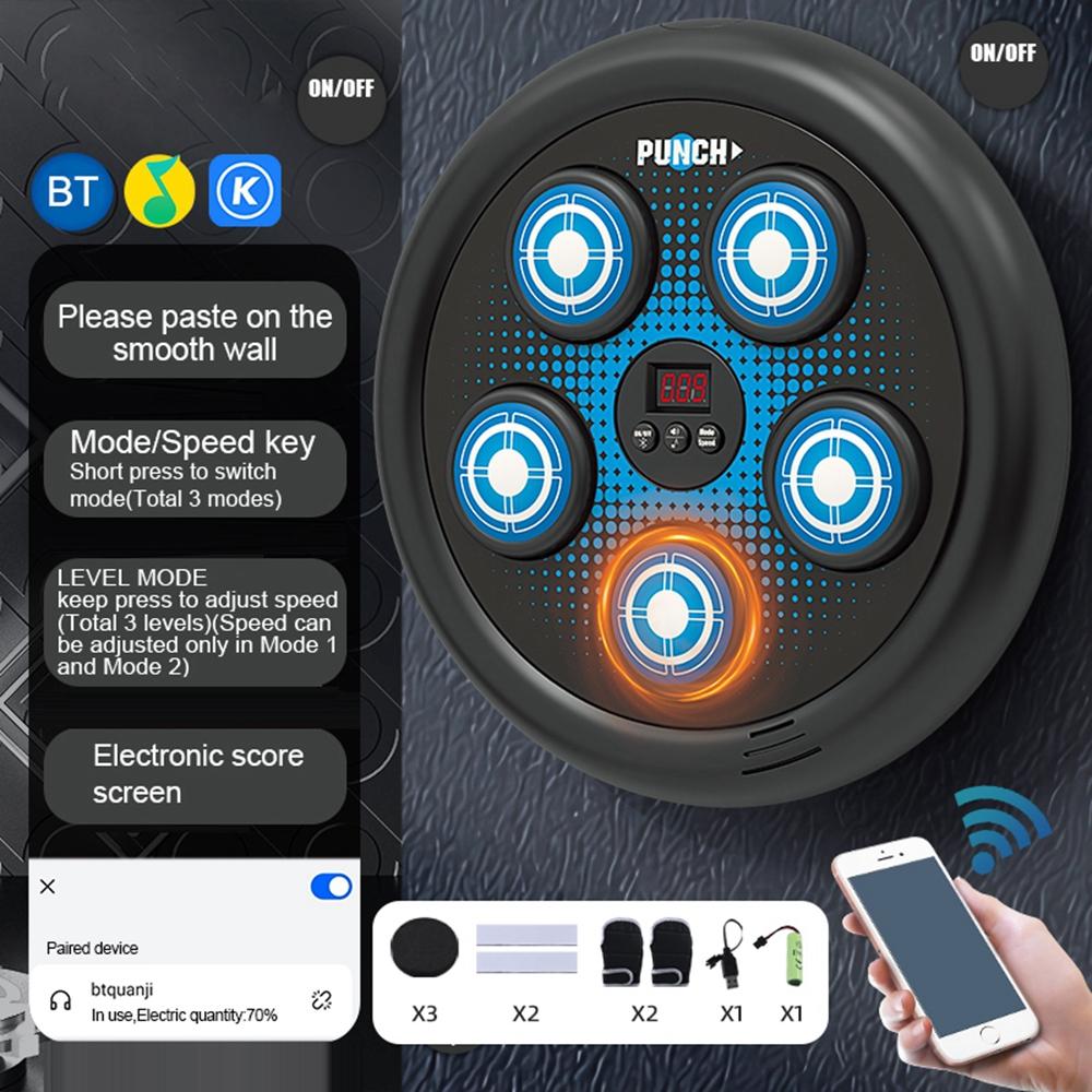 SJL3610 Music Boxing Target for Kids Bluetooth-Compatible Rhythm Punching Smart Scoring Reaction Trainer Blue
SJL3610 Music Boxing Target for Kids Bluetooth-Compatible Rhythm Punching Smart Scoring Reaction Trainer Blue