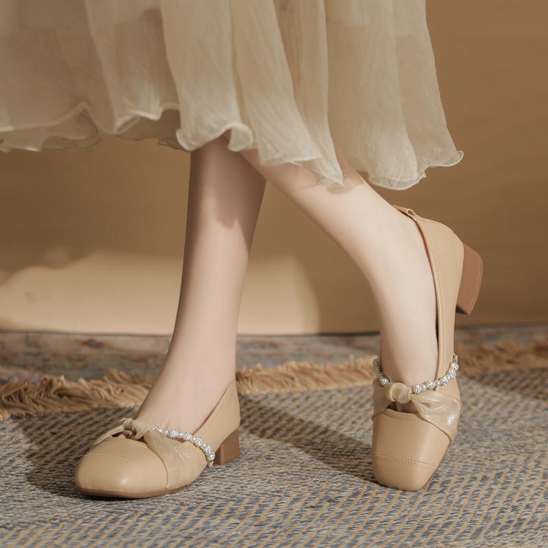Pearl ribbon thick heel single shoes women s summer square head low heel 3cm small heel shoes beaded soft sole ballet shallow mouth single shoes women 34
Pearl ribbon thick heel single shoes women s summer square head low heel 3cm small heel shoes beaded soft sole ballet shallow mouth single shoes women 34