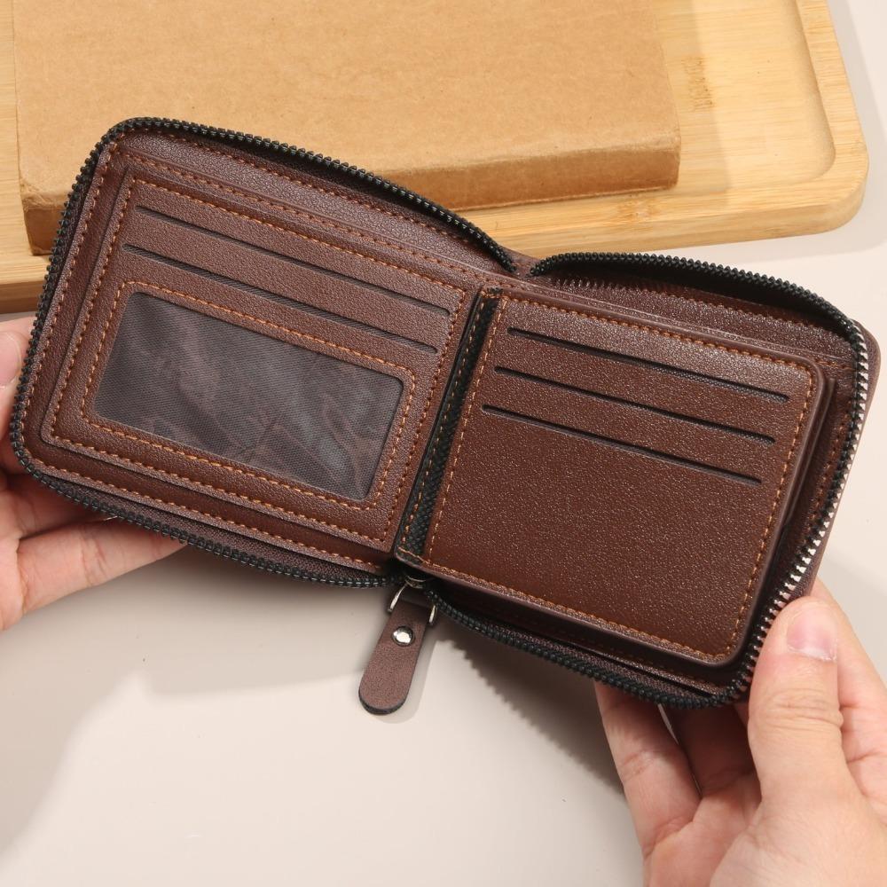 PU Leather Men Short Wallet Zipper ID Card Holder Casual Business Clutch Bag Men коричневий
PU Leather Men Short Wallet Zipper ID Card Holder Casual Business Clutch Bag Men коричневий