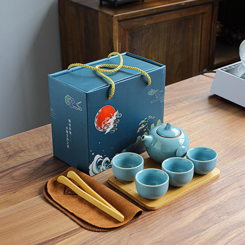 Zhentao Sky Blue Ge Yao Ceramic Tea Set with Wooden Tray
Zhentao Sky Blue Ge Yao Ceramic Tea Set with Wooden Tray